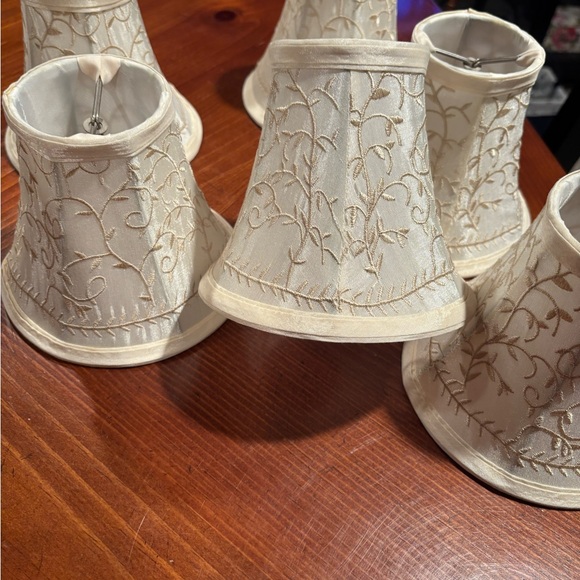 Elegant Cream Silk Embroidered Chandelier Shades - Picture 2 of 2